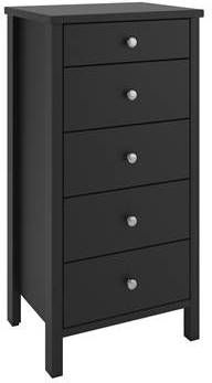 Hioshop Trone kommode met 5 lades in koffiekleur.