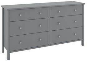 Hioshop Trone kommode met 6 lades in donkergrijs.