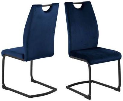 Hioshop 2 X Ullwa Eetkamerstoel Als Sledestoel Donkerblauw, Zwart.