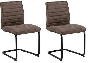 Hioshop Zolly eetkamerstoel als sledestoel bruin zwart.