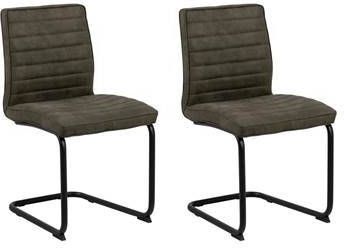 Hioshop 2 X Zolly Eetkamerstoel Als Sledestoel Olijfgroen, Zwart.