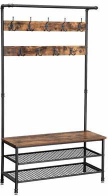 O'DADDY O&apos, daddy® Kapstok Staand Xxl Kapstok Met Schoenenrek 10 Paar 23 Haken 100x41, 5x182 Bruin