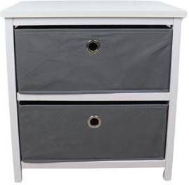 Orange85 Ladekast 2 Lades Lage Kast Opbergkast Speelgoed Nachtkastje Wit Grijs 41x43x33, 5cm Non woven Hout