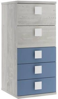 Rocky Jules Hoge Ladekast Blauw/Eiken