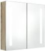 VidaXL Badkamerkast met spiegel en LED 62x14x60 cm eikenkleurig online kopen