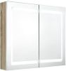 VidaXL Badkamerkast met spiegel en LED 80x12x68 cm wit en eikenkleurig online kopen