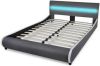 VidaXL Bedframe met LED kunstleer grijs 140x200 cm online kopen