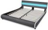 VidaXL Bedframe met LED kunstleer grijs 180x200 cm online kopen