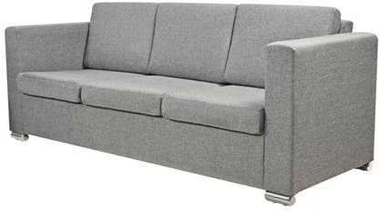 vidaXL Driezitsbank stof lichtgrijs