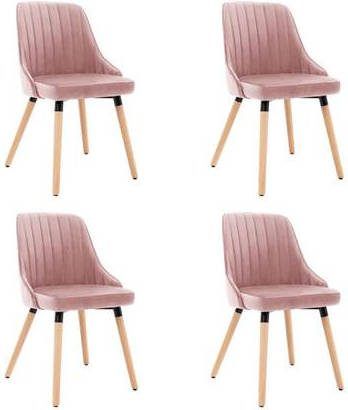 vidaXL Eetkamerstoelen 4 st fluweel roze