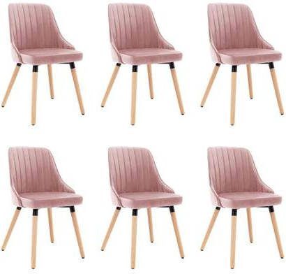 vidaXL Eetkamerstoelen 6 st fluweel roze