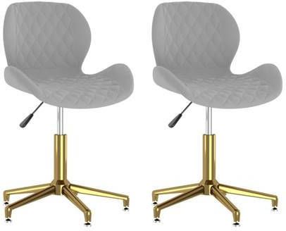 vidaXL Eetkamerstoelen draaibaar 2 st fluweel lichtgrijs