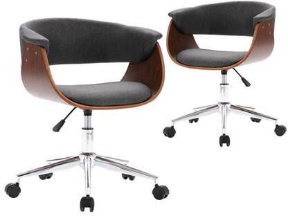 vidaXL Eetkamerstoelen draaibaar 2 st stof grijs