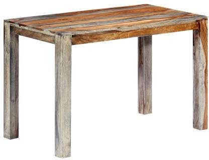 vidaXL Eettafel 118x60x76 cm massief sheeshamhout grijs