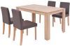 VidaXL Eettafel met stoelen kunstleer en eiken bruin 5 st online kopen