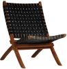 Relaxstoel gekruiste strepen 59x72x79 cm echt leer zwart online kopen