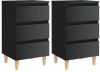 VidaXL Nachtkastjes 2 st met houten poten 40x35x69 cm hoogglans zwart online kopen
