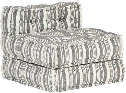 vidaXL Poef modulair stof gestreept grijs