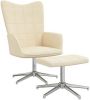 VIDAXL Relaxstoel met voetenbank stof cr&#xE8, mekleurig online kopen