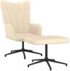 VIDAXL Relaxstoel met voetenbank stof cr&#xE8, mekleurig online kopen
