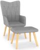 VidaXL Relaxstoel met voetenbank stof lichtgrijs online kopen