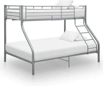 vidaXL Stapelbedframe metaal grijs 140x200 cm/90x200 cm