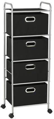 vidaXL Stellingkast met 4 opbergdozen staal en ongeweven stof