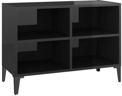 vidaXL Tv meubel met metalen poten 69, 5x30x50 cm hoogglans zwart