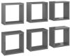 VidaXL Wandschappen kubus 6 st 30x15x30 cm hoogglans grijs online kopen