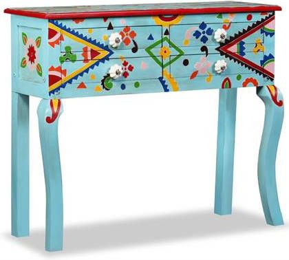 vidaXL Wandtafel handgeschilderd massief mangohout blauw