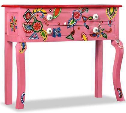 vidaXL Wandtafel handgeschilderd massief mangohout roze