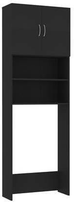 VIDAXL Wasmachinekast 64x25, 5x190 cm bewerkt hout zwart