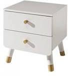 Vipack Nachtkastje Billy met 2 lades hout satijnwit