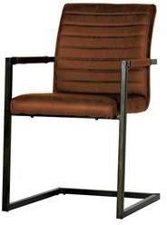 Woood Bas Stoel Cognac Vintage Kunstleer Zwart