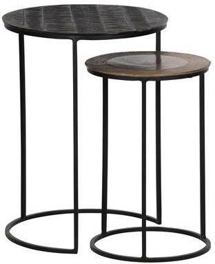 WOOOD Exclusive WOOOD Bijzettafel 'Tate' Set van 2 stuks, kleur Dark Brown/Antique Brass