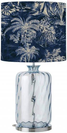 Ebb & Flow Pillar tafellamp, Palms indigo/blue
