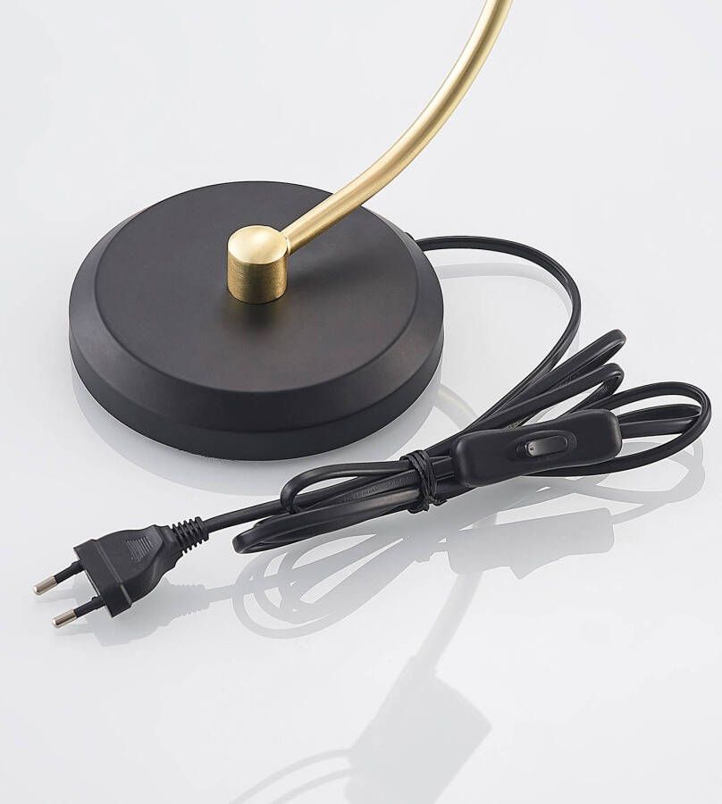 LINDBY Taissia tafellamp, zwart, messing