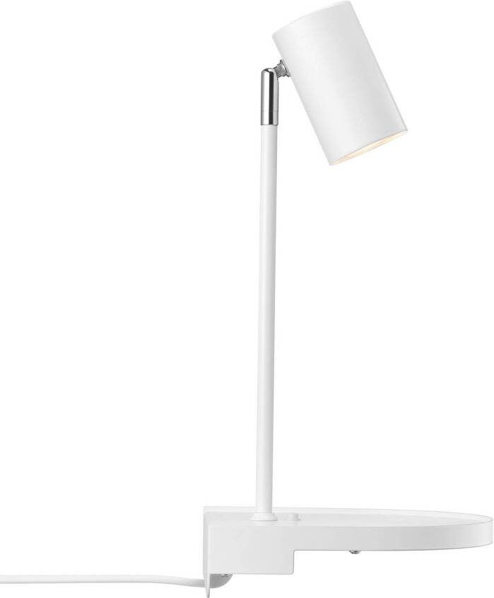 Nordlux Wandlamp Cody, met legbord en USB poort, wit