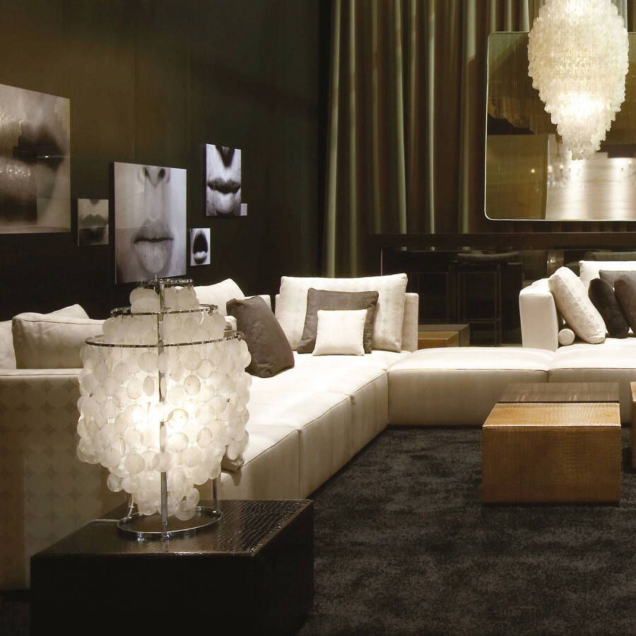 Verpan Fun 2TM parelmoer tafellamp, chroom