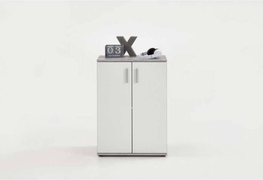 Leen Bakker Commode Albi betonkleur/wit 60x83x35 cm