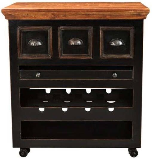 Leen Bakker Wijnkast Corse zwart 85x78x85 cm