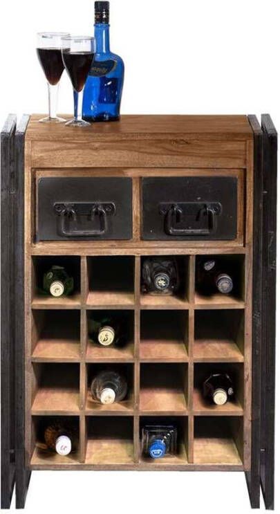 Leen Bakker Wijnkast Quin naturel/zwart 80x58x35 cm