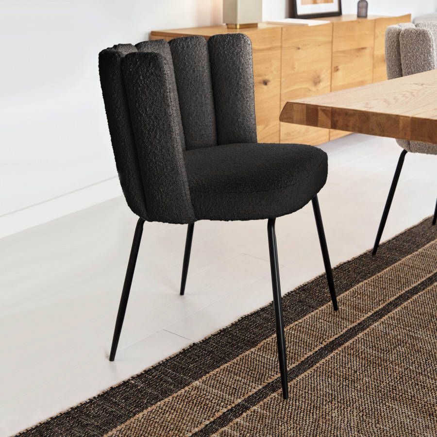 Kave Home Eetkamerstoel 'Aniela' Bouclé, kleur Zwart