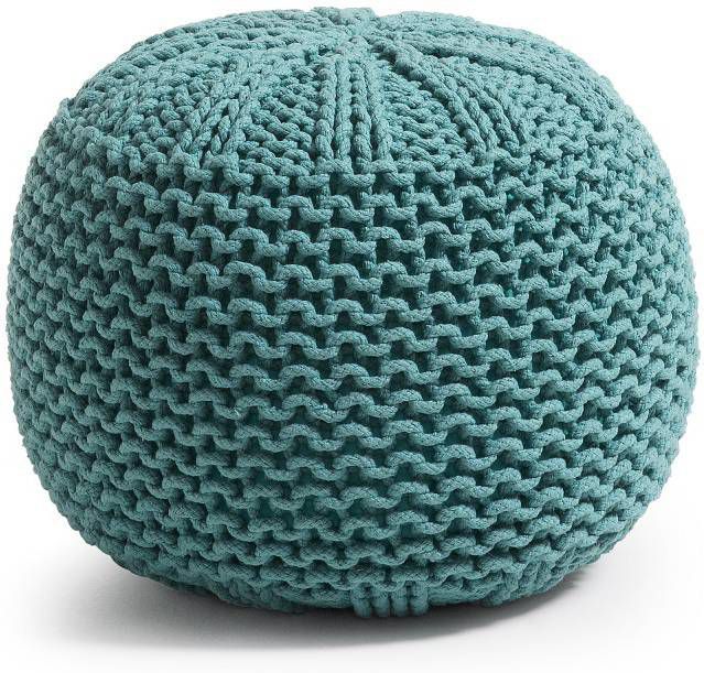 Kave Home Gebreide poef 'Shott' kleur turquoise
