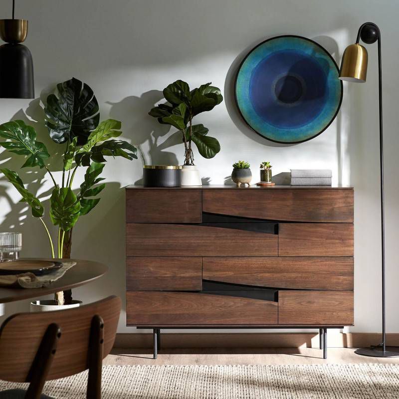 Kave Home Ladenkast/Commode 'Cutt' Walnoot met 4 laden