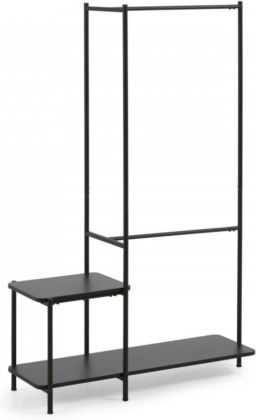 Kave Home Galatia melamine en metalen kledingroede met bank in