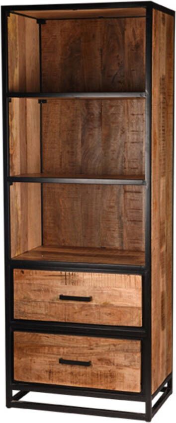 LABEL51 Boekenkast Tampa Rough Mangohout Zwart Metaal