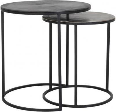Light & Living Bijzettafel 'Talca' Set van 2 stuks, 40/49cm, kleur Antiek Lood