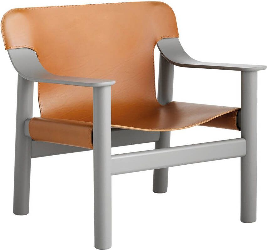 HAY Bernard Fauteuil Grijs/Beige Gelakt Berken/Cognac Leer