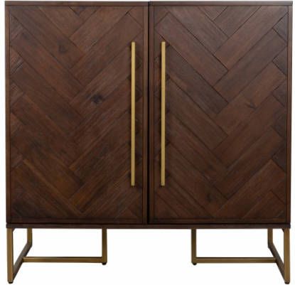 Dutchbone Wijnkast 'Class' Antique Brass, 100 x 100cm, kleur Bruin